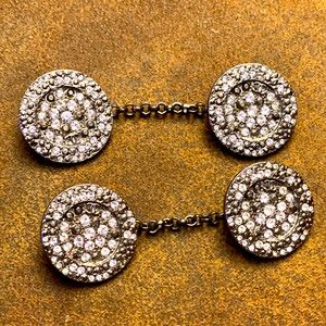 Diamond encrusted CHANEL French cuff links